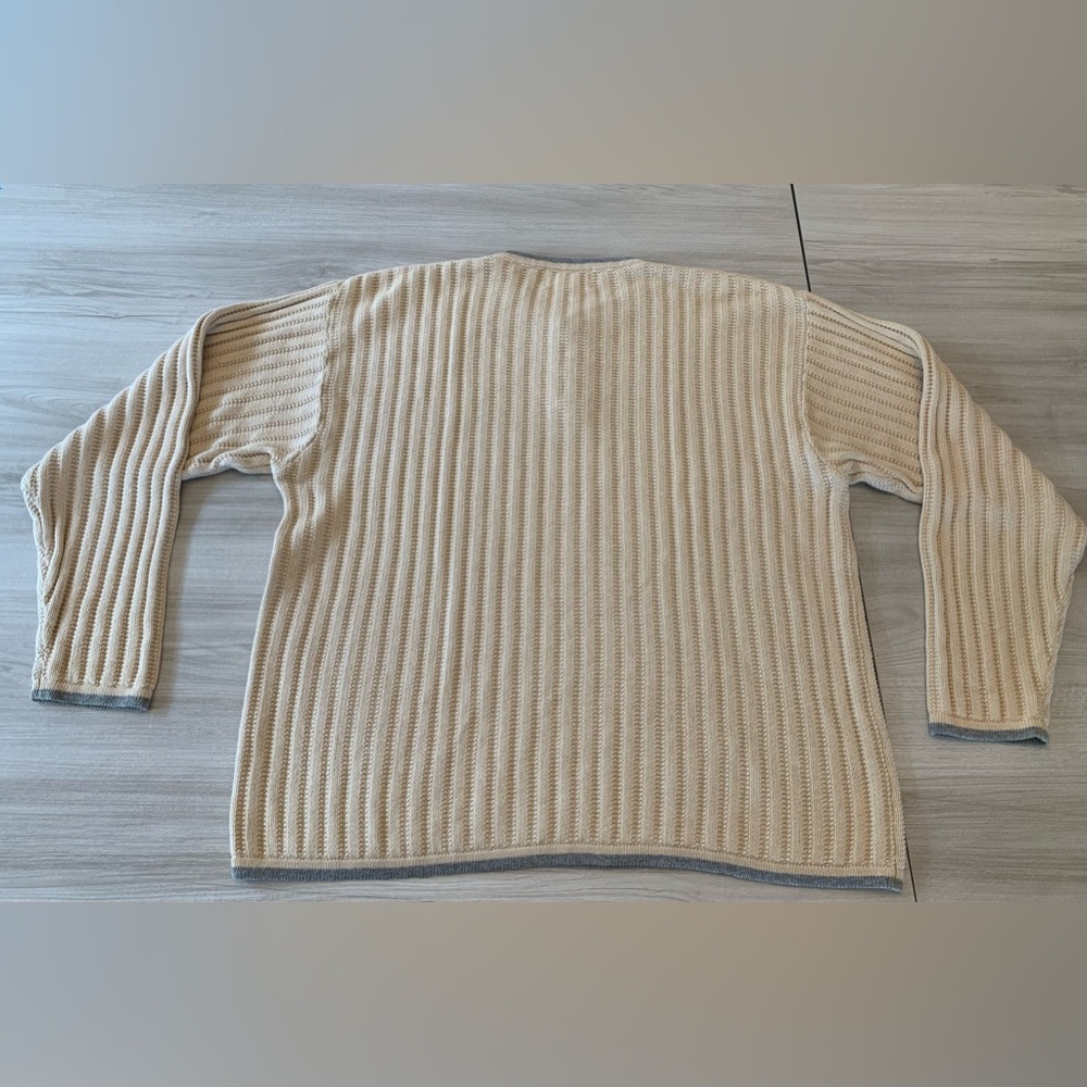 Vintage Bowen & Wright Cable Knit‎ Beige Crew neck Pullover Size L - Picture 2 of 5